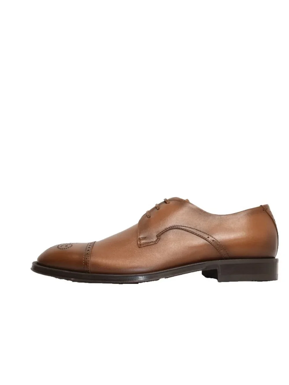 New! HUGO BOSS Boss Derrek Brogue Cap Toe Derby Brown 7.5 M DD546 Made in Italy
